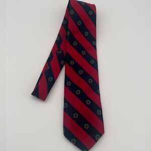 Preppy Vintage Red and Blue Striped Men's Christmas Wreath Tie Wright & Co